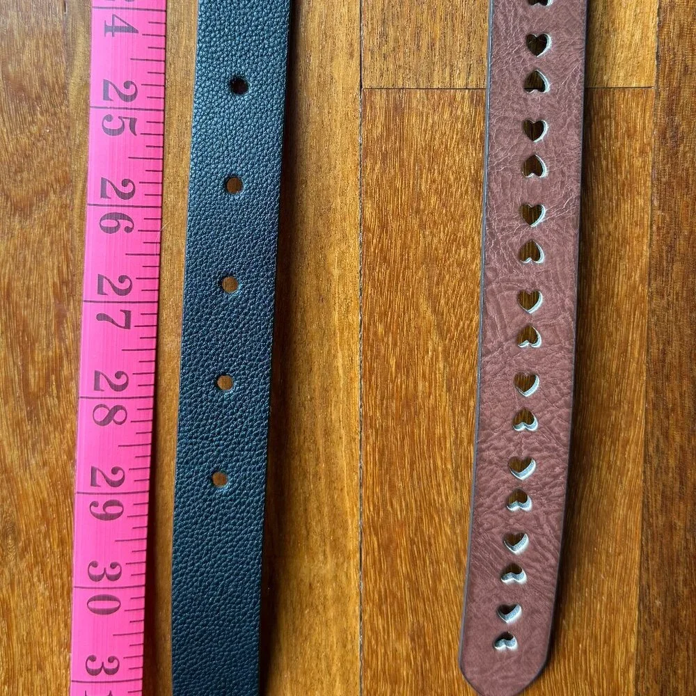 Two Girl's Belts - Black & Brown - Size L